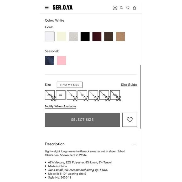 Revolve SER.O.YA Sweater Womens Sz S White Piper Turtleneck Ribbed Sheer Linen - Picture 12 of 14